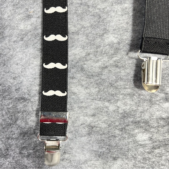 “I Moustache You” Suspenders “Y” Style Swag 1” Wide Clip-On Fun Unisex Stretch - Picture 9 of 14